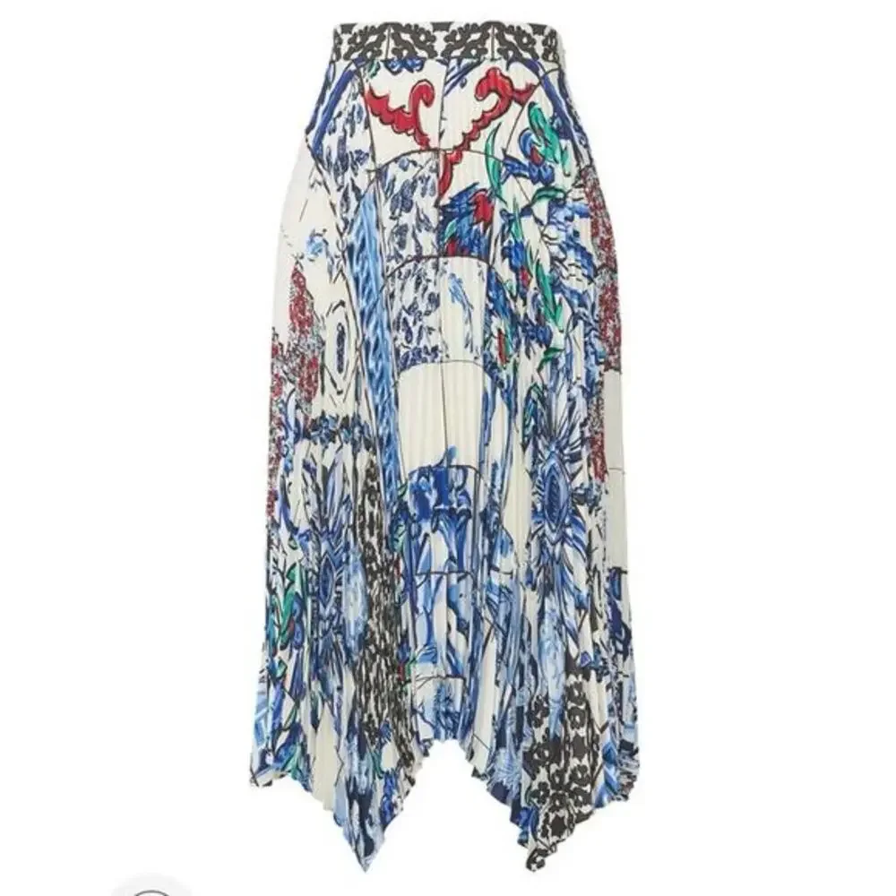 Tory Burch skirt size 2 sunburst pleated midi‎ patterned birds